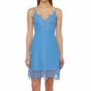 Laundry by Shelli Segal Women's A-line Linen Cocktail Blue lace Dress 6